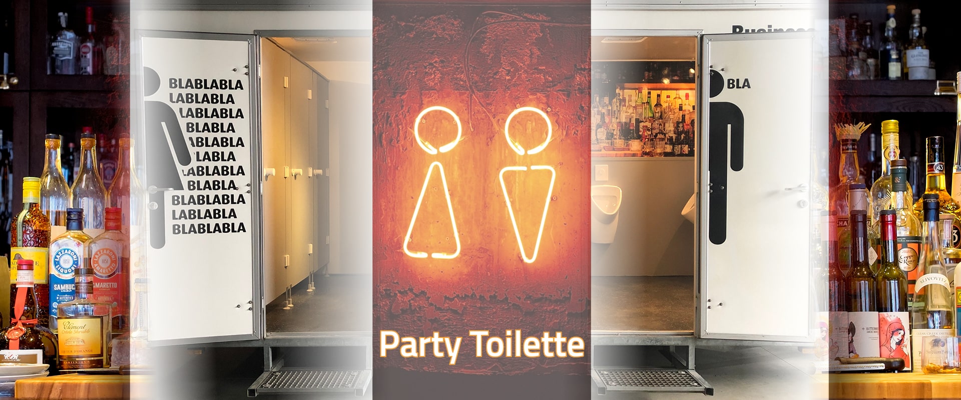 Die mobile Party-Toilette von Demmerling Kanal- und Sanitärtechnik in Lennestadt. Mieten Sie jetzt einfach unseren vollausgestatteten stylischen Toilettenwagen für Ihren Event.